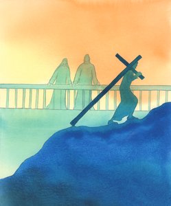 イエスとマリアは、私たちが自分たちの十字架の道、2000年（紙にw - c）に従うとき、優しく私たちを見ています。 作： Elizabeth Wang