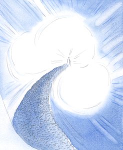 神の頭の中心にいるイエスは、私たちの崇拝と御霊の力による父の賛美によって幸せにされます。彼は私たちを待っています。、2001年（紙にw - c） 作： Elizabeth Wang