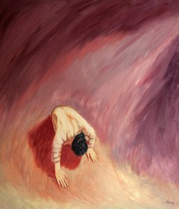 イエスは、2000年にゲテセマネの園で天の御父に苦しみながら祈っています（船内の油） 作： Elizabeth Wang