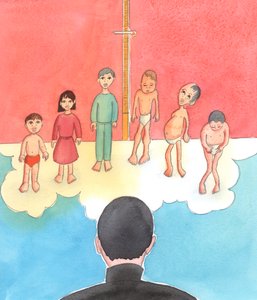 バランスの取れた食事の欠如が子供たちに病気や奇形を引き起こす可能性があるのと同じように、真実の完全性の欠如（歪んだキリスト教のメッセージが聞こえる場所、または命令が無効な場所）ca 作： Elizabeth Wang