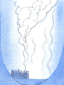 モーセの時代の神の民が火柱に導かれたように、今日の真の瞑想は、2003年の強い甘い火のように内部に導かれることができます（紙にw - c） 作： Elizabeth Wang