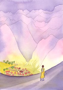 中世の村に住んでいた信仰を「振り返って」みると、2004年の信仰の本質は変わっていないと確信できます（紙にw - c） 作： Elizabeth Wang