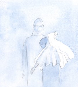 ある日、私の魂の中で、彼は結婚式のベールを掲げました、2000年（紙にw - c） 作： Elizabeth Wang
