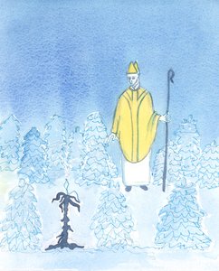 彼の人々の間を行き来する司教だけが彼の庭のどの「植物」が健康ではないが病気にかかっているかを見ることができます、2003年（紙にw - c） 作： Elizabeth Wang