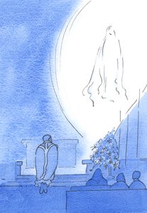 2003年5月、私たち全員がロザリオを祈ったとき、私たちの祝福された女性が私たちの近くの輝く光の中に現れ、私たちの献身を喜んでいました（紙にw - c）