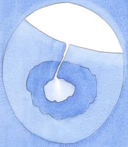 私たちの魂は、地球の奥深くに隠された洞窟のようなものです。その壁は利己的である堅固な「岩」です。信仰は道を開く、2002年（紙にw - c） 作： Elizabeth Wang