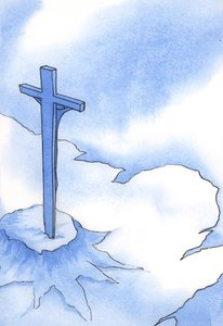 すべての町や村の人々は、2002年に私たちの祭壇で彼の犠牲を捧げたキリストの功績に今彼らに与えられた恵みを負っています（紙にw - c） 作： Elizabeth Wang