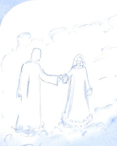 キリストは、雪は彼がとても愛している彼の無原罪の母の輝く純粋さの良い象徴であると説明しました、2002年（紙にw - c） 作： Elizabeth Wang