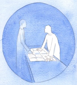 キリストに従うことを躊躇する一部の人々は、人生の地図を指摘し、キリストが彼らを容易な地形でのみ導くことを要求します、2002年（紙にw - c） 作： Elizabeth Wang