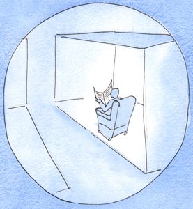 他の人と一緒に祈るときに心を開かない人は、戸口を一瞥するだけで、他の人に挨拶するために立ち上がらない人のようなものです、2003年（紙にw - c） 作： Elizabeth Wang