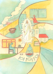キリストを人生の中心に置いている人は、その人生全体の多くの人と事件の中で、キリストを統一要因として持っています、2003年（紙にw - c） 作： Elizabeth Wang