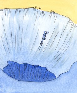 間違ったことを悔い改めることを拒否したり、悔い改めを示したり、間違った人に償いをすることを拒否したりする人は、まるで巻の火口の傾斜した側にいるかのように危険な場所にいます。 作： Elizabeth Wang