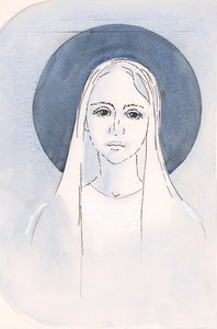 祝せられたおとめマリア、聖母、2000年（紙にw - c） 作： Elizabeth Wang