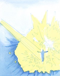 主は、2003年の天国の栄光を見るために、祈りの中で何人かの人々を「高く」持ち上げます（紙にw - c） 作： Elizabeth Wang