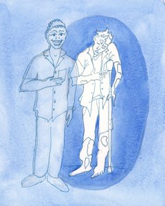 主は私たちが世界に提示するイメージの背後にある2003年を見る（紙にw - c） 作： Elizabeth Wang