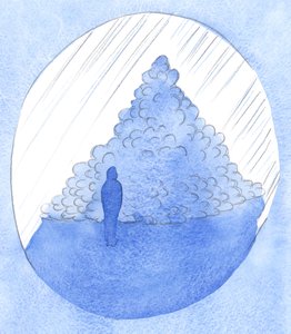 聖霊が感じる「神の喪失」は彼らの罪によって引き起こされ、2001年の神の美しく温かい光景を覆い隠します（紙にw - c） 作： Elizabeth Wang