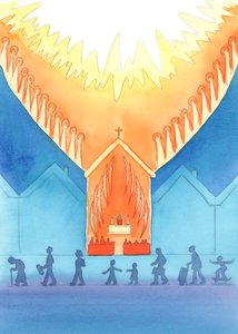 聖人と天使たちは、私たちが彼らに示す名誉と、2003年の私たちの神への愛に喜んでいます（紙にw - c） 作： Elizabeth Wang