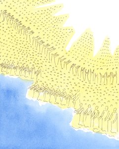 天国の聖人たちは、神に立ち返り、まだ神聖さを求めて努力している私たちのために祈ることができる良い場所にあります、2004年（紙にw - c） 作： Elizabeth Wang