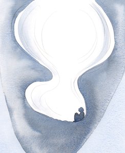 洞窟としての魂：キリストが私の祈りと彼の恵みと優しさを通して魂を天国の光に開いたとき、私は魂を洞窟として見ました。2000年（紙にw - c） 作： Elizabeth Wang