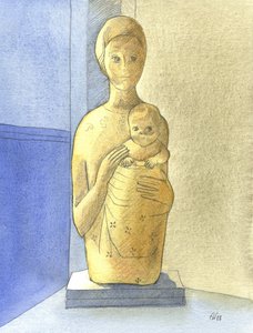 聖母子、2001年（紙にw - c） 作： Elizabeth Wang
