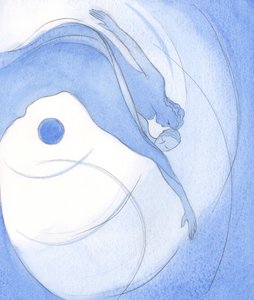 魂に対する神の驚くべき愛は、雅歌に記述されています：「彼の左手は彼女の頭の下にあり、彼は彼女を抱きしめました...」、2002年（紙にw - c） 作： Elizabeth Wang