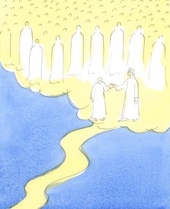 キリストとその隣人を愛し、最後まで頑張ってきた祝福された魂は、キリストの手によって導かれ、彼女を会社に迎えるために集まった天の友人たちに会います。2004年