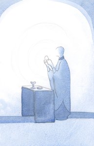 キリストの光は奉献で輝いていました。、2001年（紙にw - c） 作： Elizabeth Wang