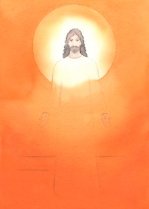キリストの純粋さは、彼の無原罪の母の純粋さから生じました。彼は真の神であり、完璧な人である、2002年（紙にw - c） 作： Elizabeth Wang