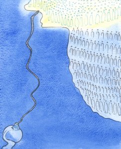 地獄への広い道と、天国への狭いはしごがあります、2003年（紙にw - c） 作： Elizabeth Wang
