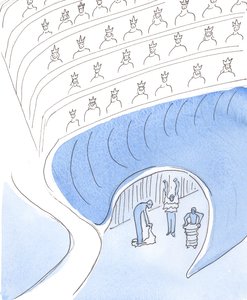 天国からそう遠くないところに煉獄と呼ばれる場所があり、そこで人々は天国の準備のために到着します、2004年（紙にw - c） 作： Elizabeth Wang