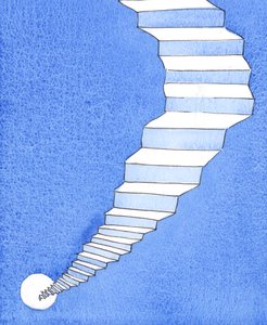 地球と天国を隔てる暗い深淵を横切る唯一の道、2004年（紙にw - c） 作： Elizabeth Wang