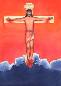 わざわざミサに行くことができない今日のキリストの友人は、はるか昔、キリストが逮捕され十字架につけられたときに逃げたキリストの友人のように振る舞います。、2004年（紙にw - c） 作： Elizabeth Wang