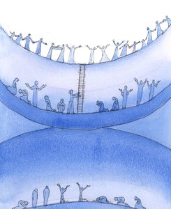 神に忠実でありながら浄化が必要な人々は煉獄に入り、準備ができたら天国に「昇る」ことができます。2004年（紙にw - c）