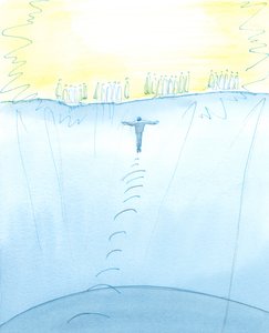 何千、何千もの聖人が、死ぬとすぐに天国に飛ぶそれぞれの幸せな魂と、煉獄から浄化されて天国の光に昇るそれぞれの幸せな魂に挨拶するのを待っています、2003（w - co 作： Elizabeth Wang