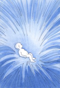 バプテスマを通して、神の命は子供の心に注がれ、他の人に広がります、2001年（紙にw - c） 作： Elizabeth Wang