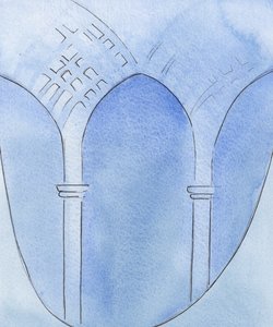信仰と悔恨によって、私の魂は洞窟から大聖堂へと変わり、崇拝の準備が整いました。2002年（紙にw - c） 作： Elizabeth Wang