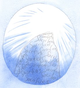 キリストの恵みを通して、私は恵みの「山」を築き、それを犠牲で舗装し、他の人が神に向かって歩いて行けるようにしています、2002年（紙にw - c） 作： Elizabeth Wang