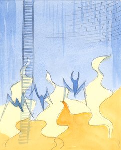 大罪を犯すのは地獄に向かって降りるようなものです。地獄では、悔い改めない罪人の苦しみが非常に大きいので、悪魔は新しい犠牲者が苦しむのを待つ「火」として描くことができます。 作： Elizabeth Wang