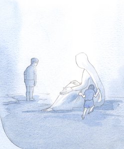 メアリーとの関係を説明するために、私は小さな子供が騒々しく引っ張っているのを見ましたが、それでも慰めを受けています。もう一人の子供は、誇りを持って信頼できず、距離を保っていたので、彼女の助けを欠いていました。 作： Elizabeth Wang