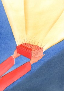キリストの犠牲を父に捧げることは、私たちの悔い改め、許された罪である「ダイヤモンド」によってより美しくなる宝箱を捧げるようなものです。2002年（紙にw - c） 作： Elizabeth Wang
