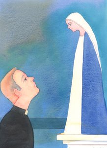 確かに、各司祭は聖母に助けを求めることができます。彼女は彼の希望、喜び、恐れ、悲しみに特別な関心を持っていると確信しています。2004年（紙にw - c） 作： Elizabeth Wang
