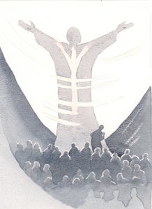 私たちはすべての意図をミサでのキリストの力強い祈りと結びつけ、彼のローブの後ろに隠れ、彼の功績を信頼し、2000年（紙にw - c） 作： Elizabeth Wang