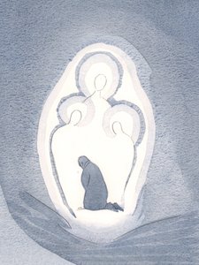 私たちが恵みの状態で生きるとき、私たちは魂の中で三人の神の人を愛し、崇拝します、2000年（紙にw - c） 作： Elizabeth Wang