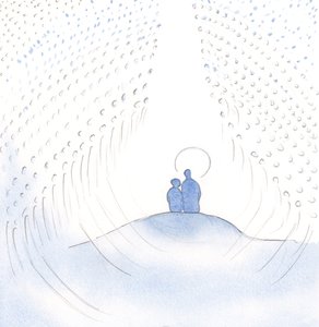 私たちは一緒に祈りました。私は、2000年に私たちの救い主であるキリストの内外で絶え間なく神を崇拝する天国の広大な群れを見ました（紙にw - c） 作： Elizabeth Wang
