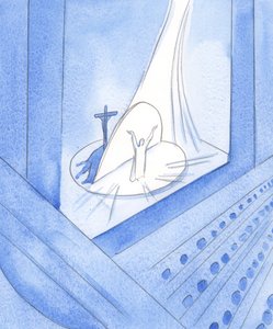 キリストが私たちの前に本当に存在するとき、聖なる犠牲の中で、私たちは彼の生涯に存在します。それは今、2002年に彼の「中に」あります（紙にw - c） 作： Elizabeth Wang