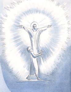 魂がすべての無駄な欲望から空になっているとき、キリストは聖体拝領でそれを彼の光で満たします。そして、キリストが御父を賛美するとき、御霊の中で、神は神の中で、至福と輝きの中で、神を賛美します。 作： Elizabeth Wang