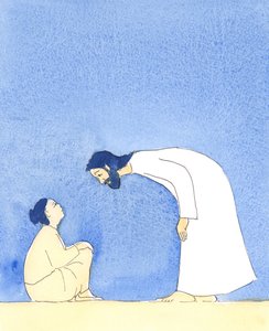 誰かが私を脇に追いやって、私を助けることを拒否したとき、イエスは、2004年に道端で盲目の乞食に挨拶に行ったときと同じように、素敵な笑顔と無限の優しさで私を見ました（w - co 作： Elizabeth Wang