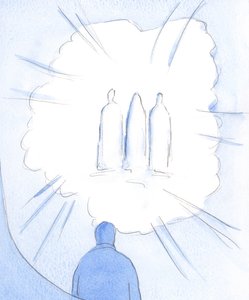 私たちが「神を」見るとき、祈りの中で、私たちは聖徒を見つけます。そして私たちが聖人たちに目を向けると、それによって私たちは「神に到達している」、2002年（紙にw - c）