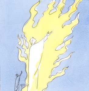聖なる犠牲が私たちの祭壇から捧げられるときはいつでも、聖餐の形で存在するキリストは、2003年の聖霊の激しい愛の中で父を賛美します（紙にw - c） 作： Elizabeth Wang