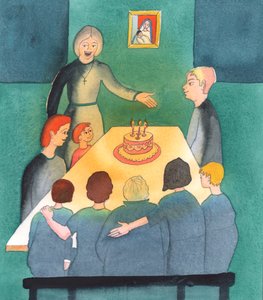 人々が教会に耳を傾け、子供たちを神に感謝し、家族の必要を自分たちの野心よりも優先する場所、家は光のオアシスのようなものです、2003年（紙にw - c） 作： Elizabeth Wang